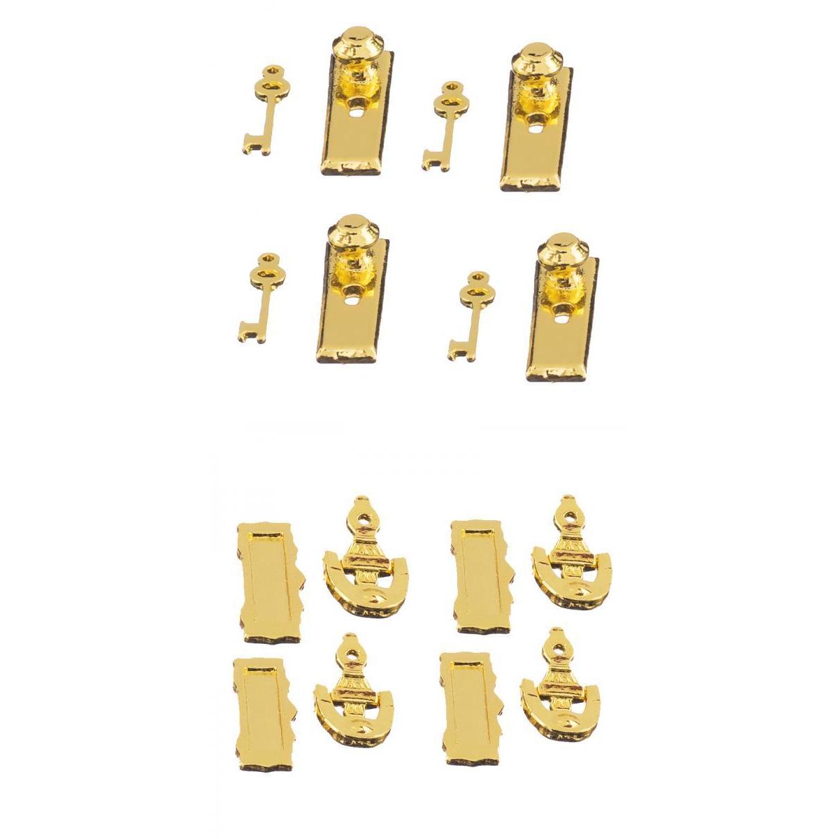 8 Set Dolls House Miniature Door Lock w.Keys & Knocker Mail Slot Letter Box