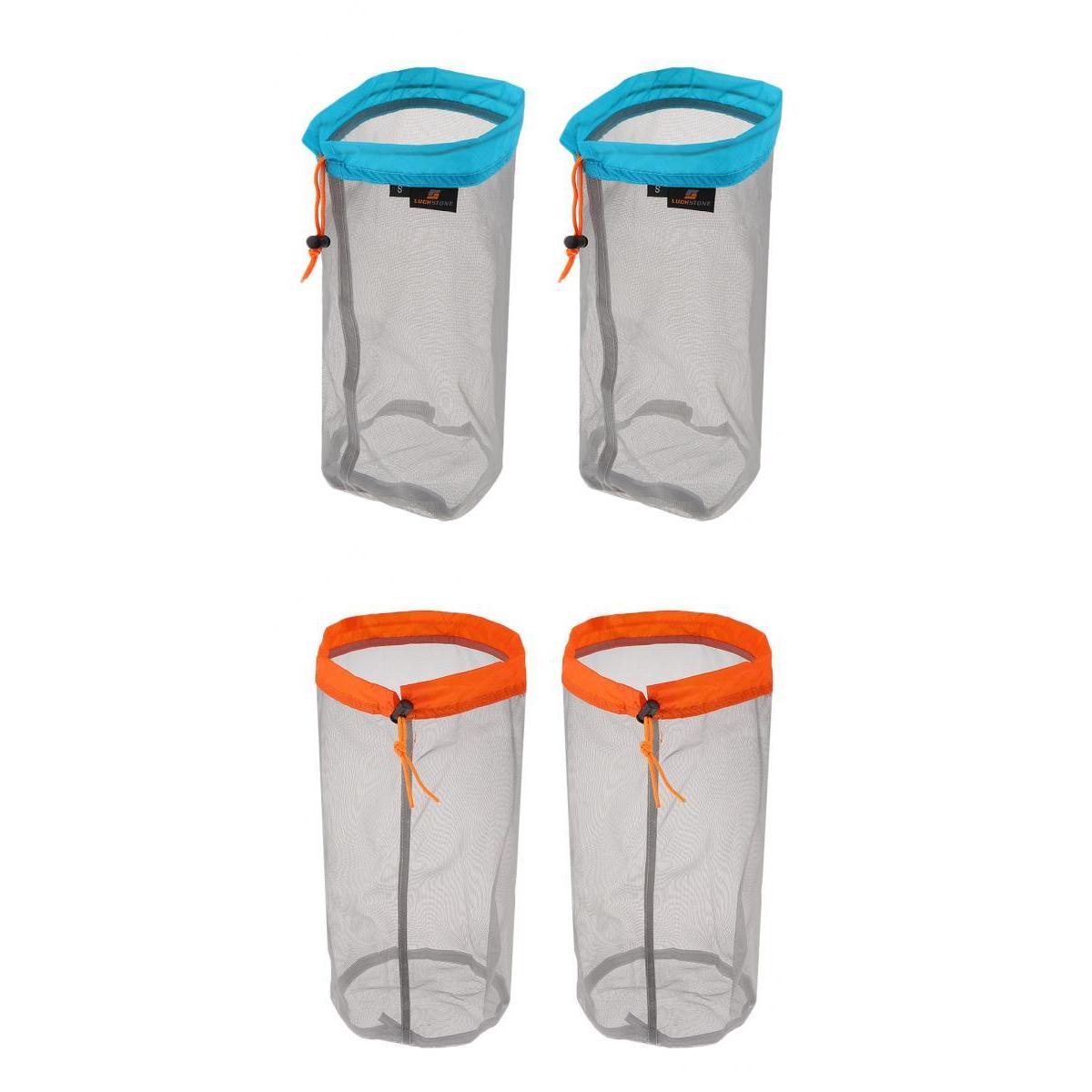 4 Pieces Ultra-light Mesh Stuff Sack Storage Bag for Travel Camping M + S