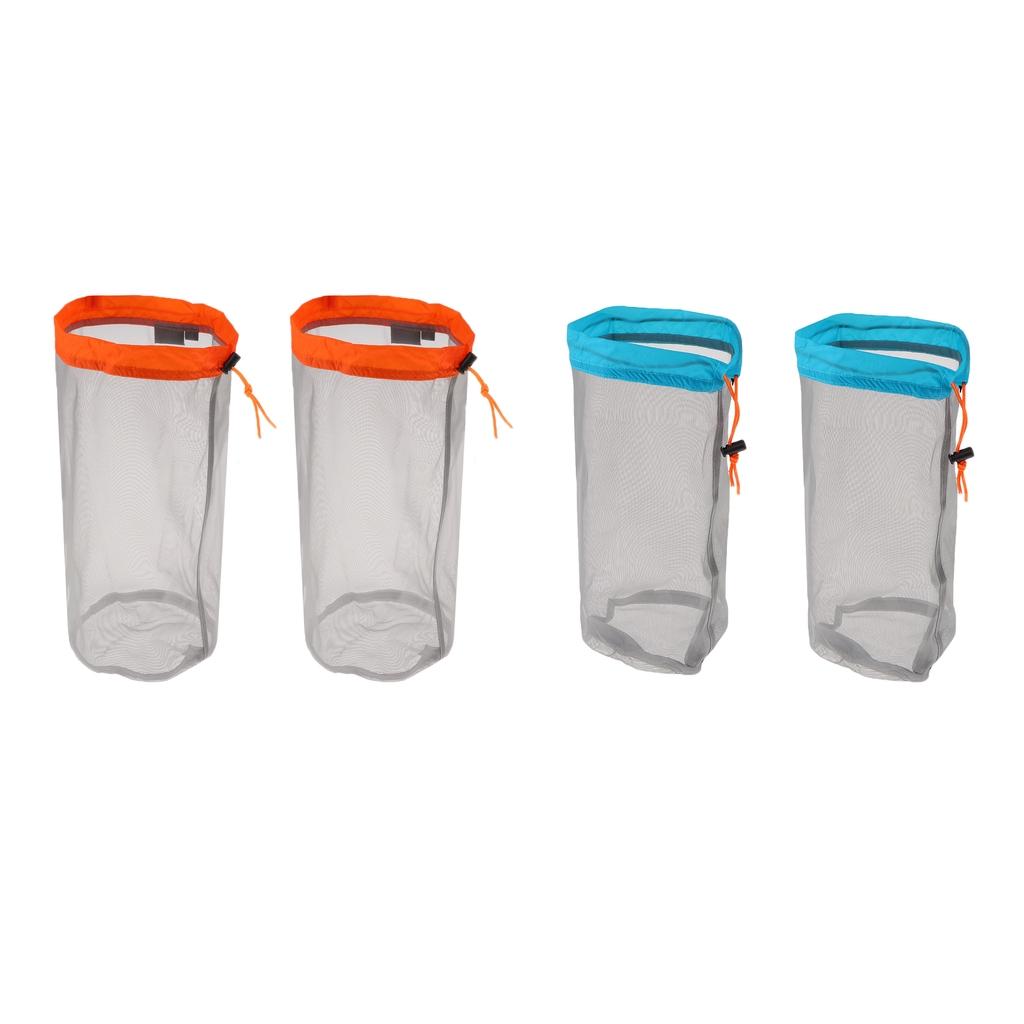 4 Pieces Ultra-light Mesh Stuff Sack Storage Bag for Travel Camping M + S
