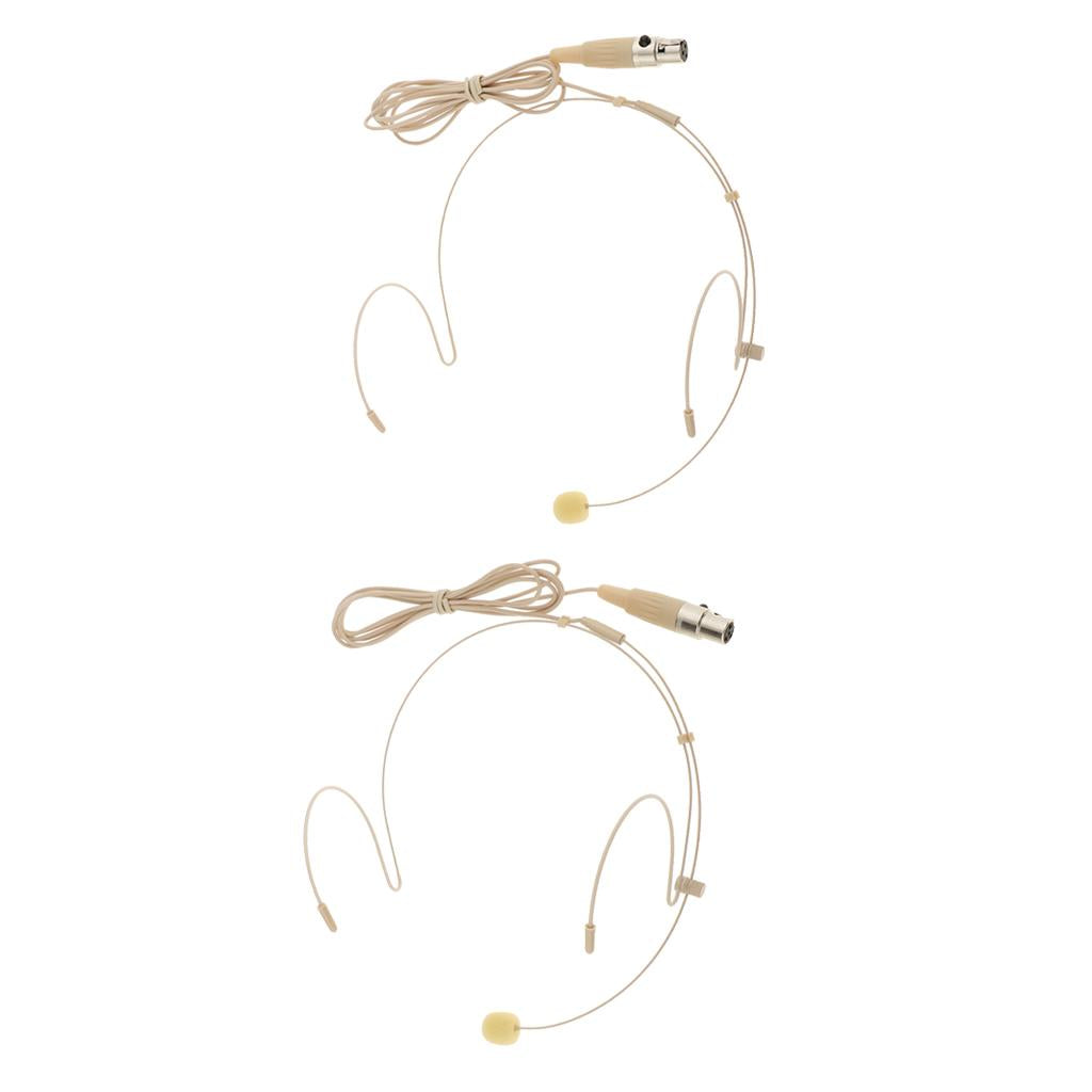 2pcs Mini Wired Headset Headworn Microphone Condenser Mic for Tour Guide