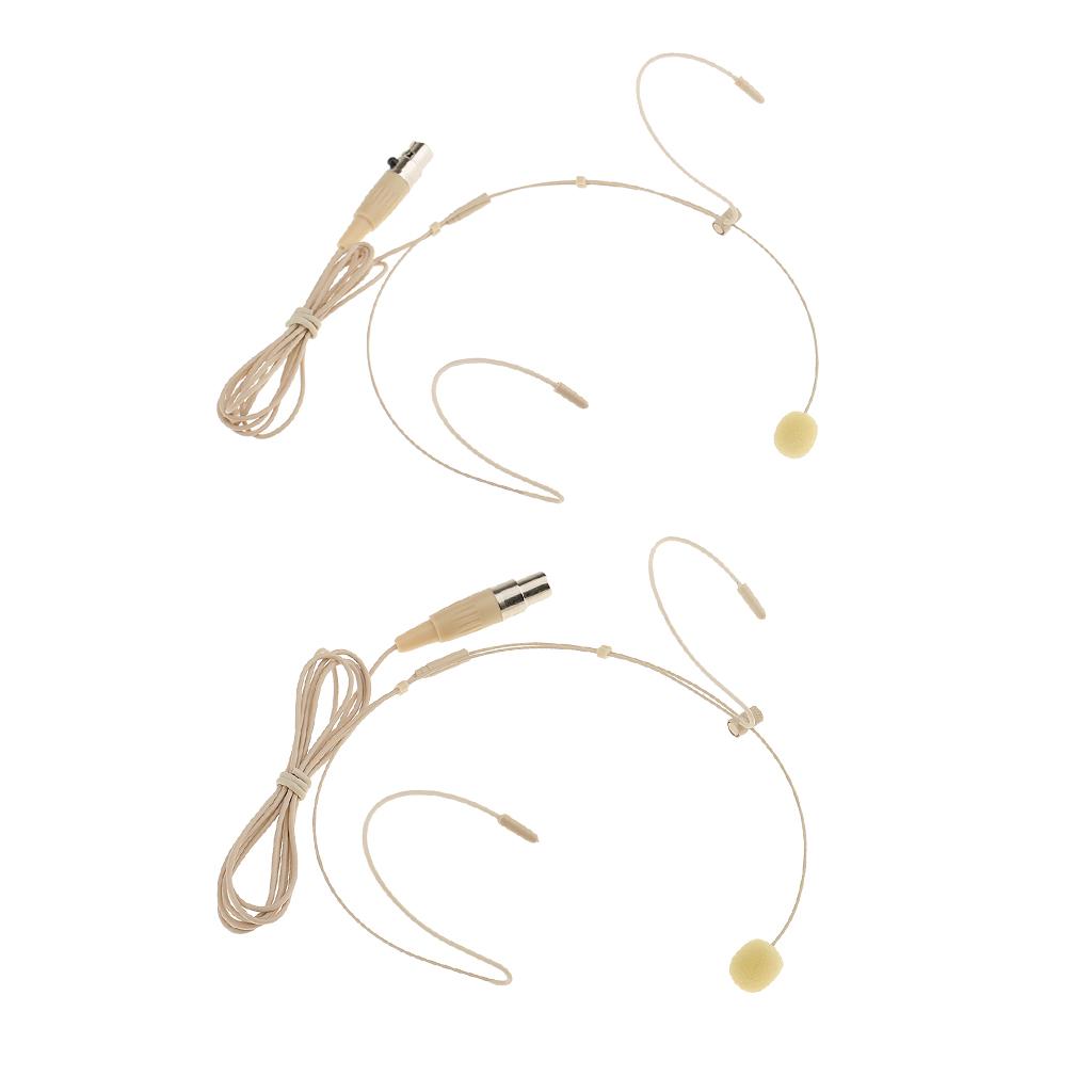 2pcs Mini Wired Headset Headworn Microphone Condenser Mic for Tour Guide