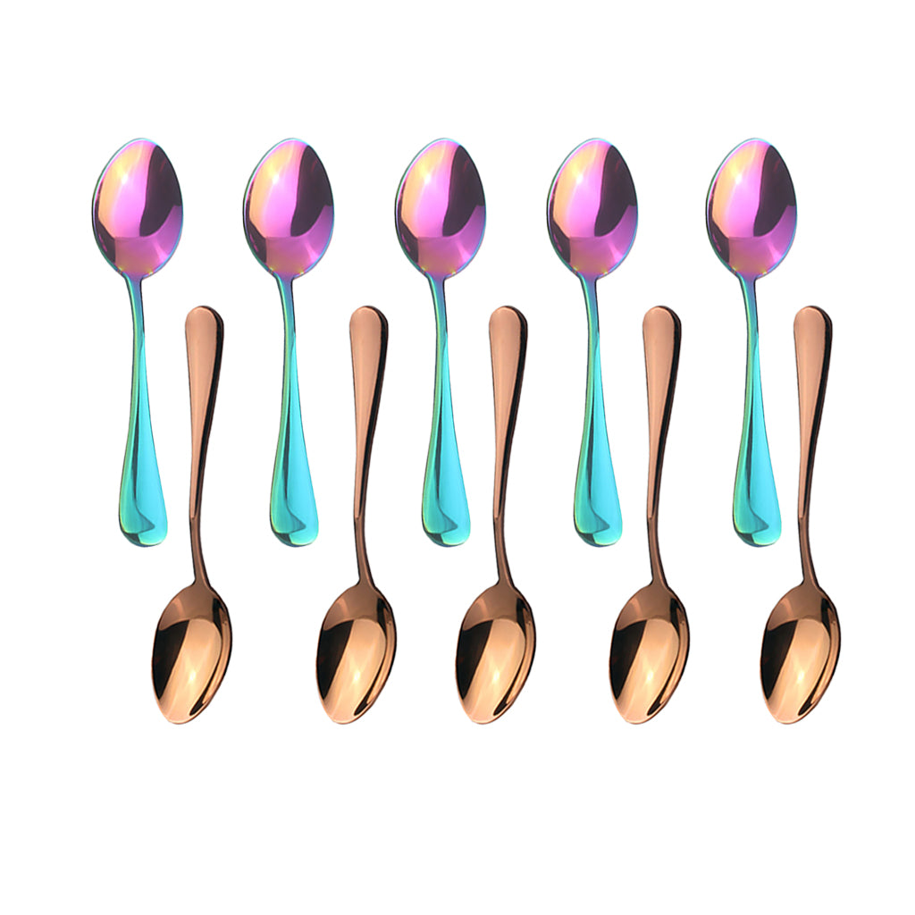 10x Stainless Steel Cutlery Table Dinner Soup Tea Spoon Colorful Rose Gold