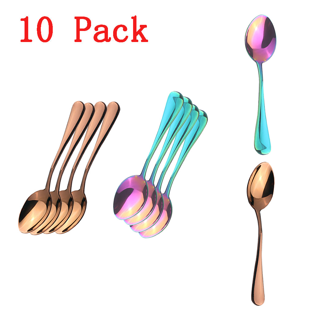 10x Stainless Steel Cutlery Table Dinner Soup Tea Spoon Colorful Rose Gold