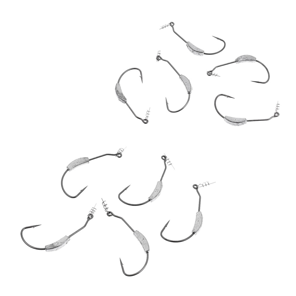 10pcs High Carbon Steel Weighted Wide Gap Spring Fishing Hook with Twistlock