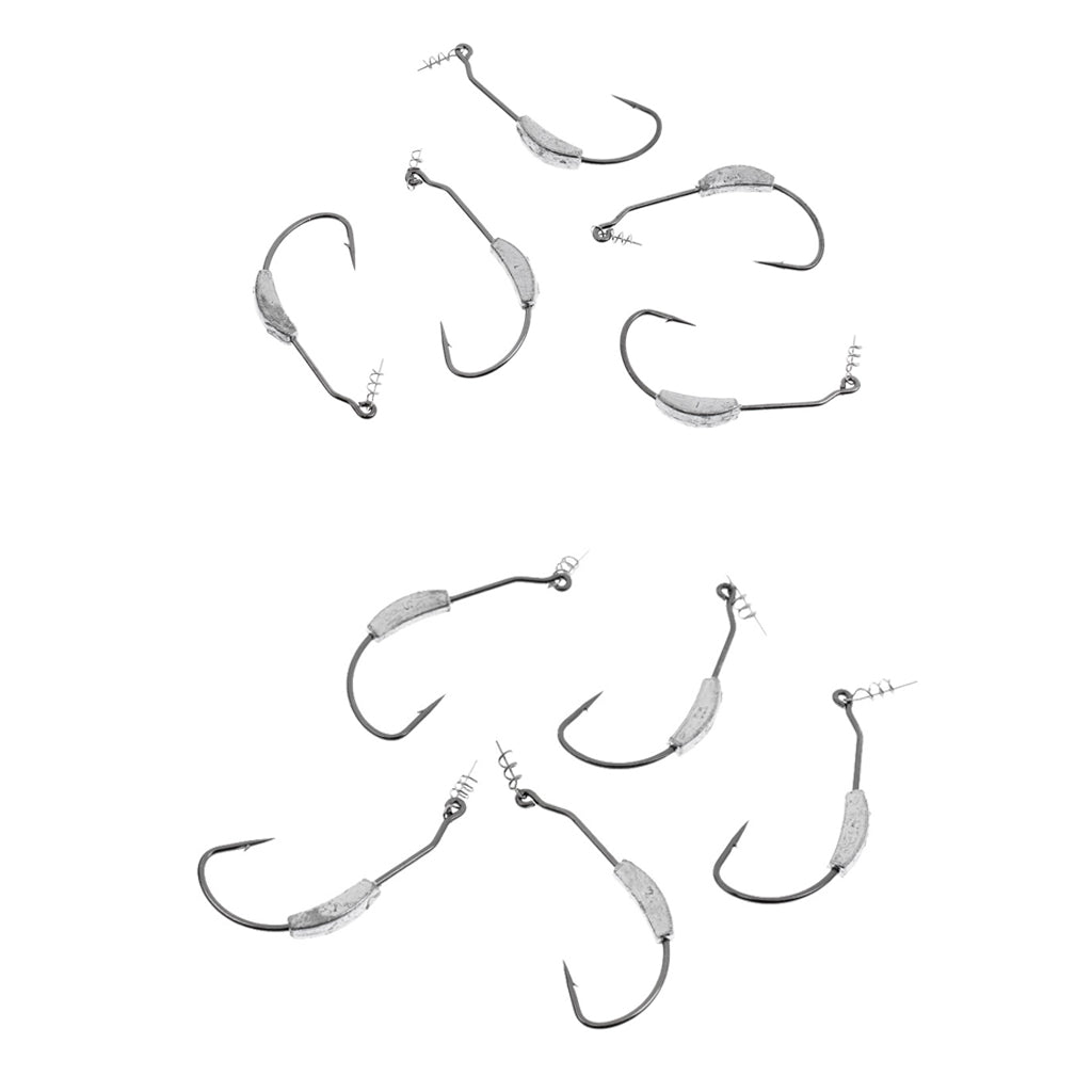 10pcs High Carbon Steel Weighted Wide Gap Spring Fishing Hook with Twistlock