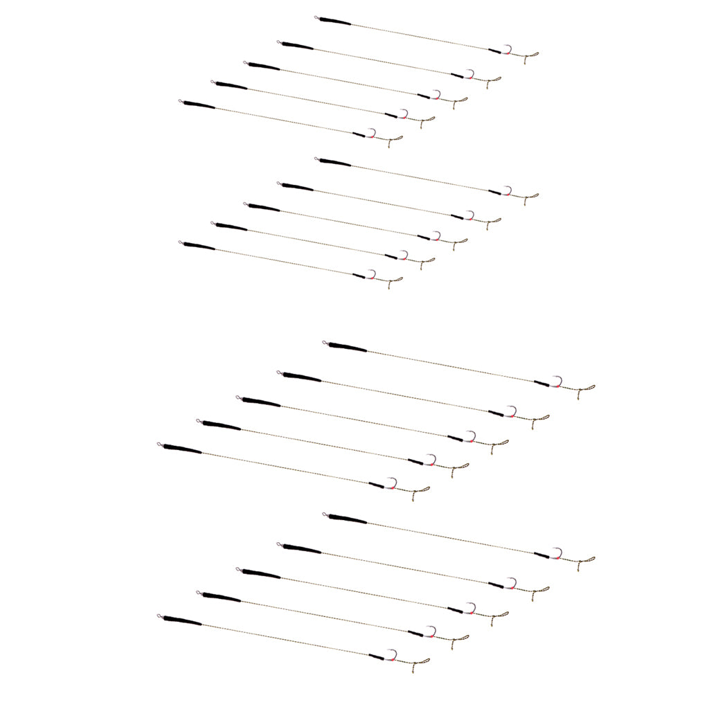 20pcs Carp Fishing Hair Rigs with Barbless Hooks Hand Tied Braided Thread