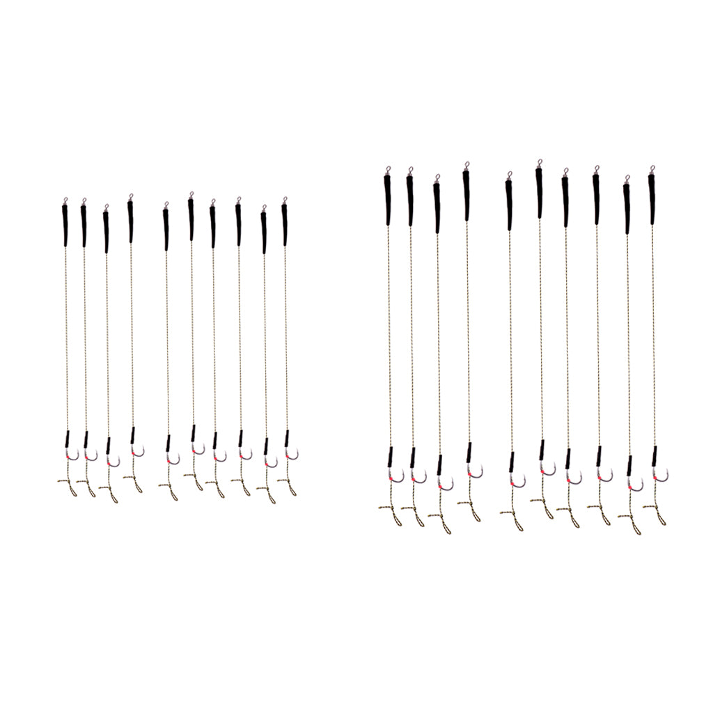 20pcs Carp Fishing Hair Rigs with Barbless Hooks Hand Tied Braided Thread