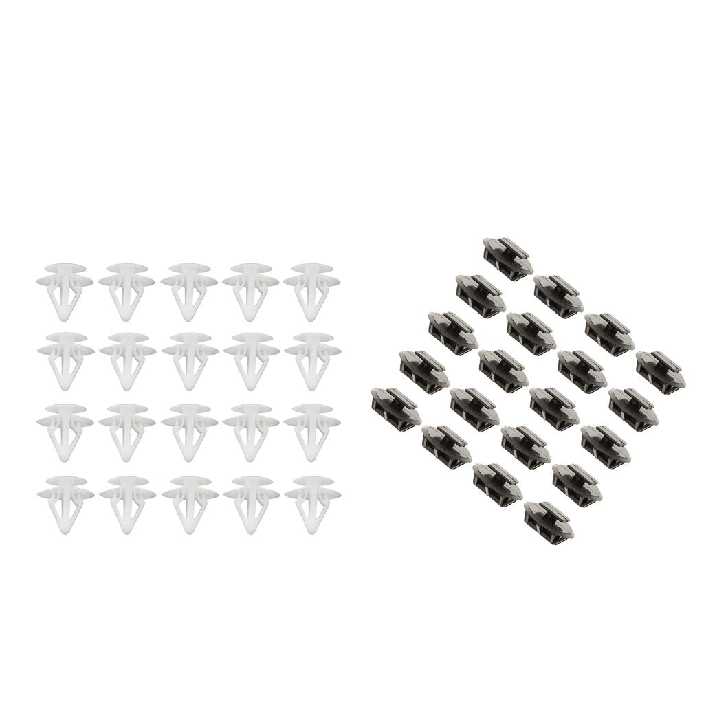 20pcs Side Skirt Clips w/ Sealer +20pcs Door Trim Panel Retainers for Mazda