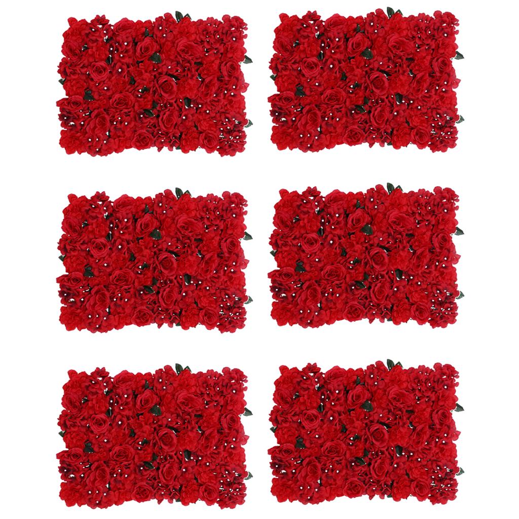 6pcs Artificial Flower Wall Wedding Venue Flower Pillar Main Road Decor Red