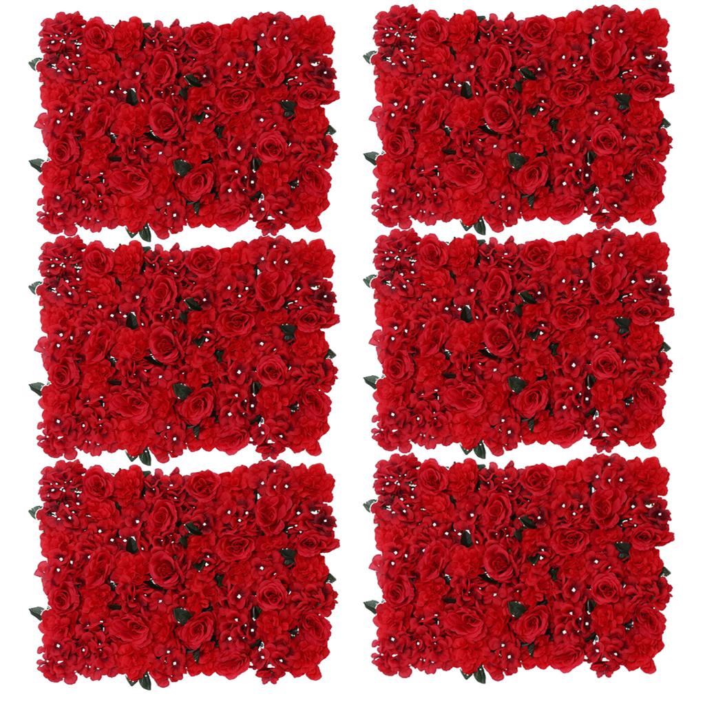 6pcs Artificial Flower Wall Wedding Venue Flower Pillar Main Road Decor Red