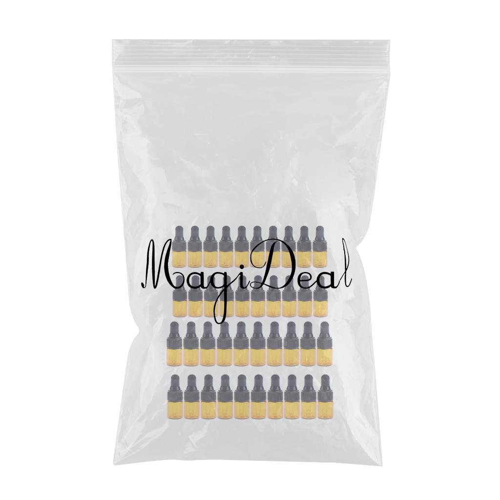 40 Pieces Mini Refillable Glass Dropper Bottle for Essential Oils 1ml 3ml