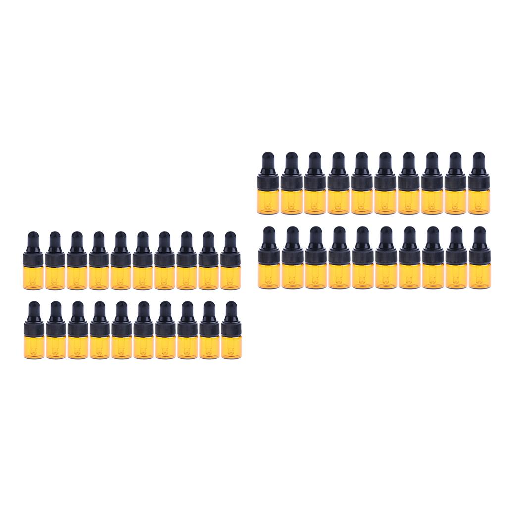 40 Pieces Mini Refillable Glass Dropper Bottle for Essential Oils 1ml 3ml