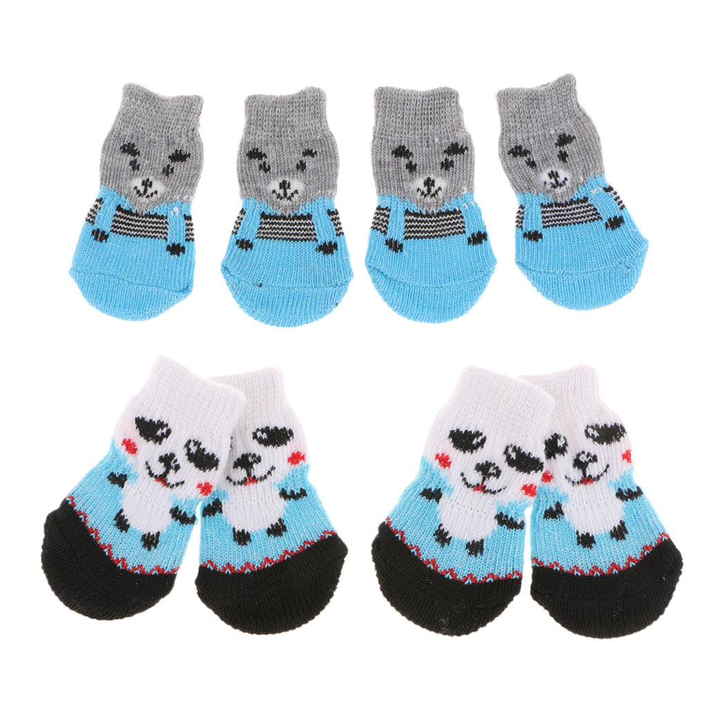 8x Pet Dog Socks Dog Floor Grip Socks Shoes Boots Non Slip Protector Socks S
