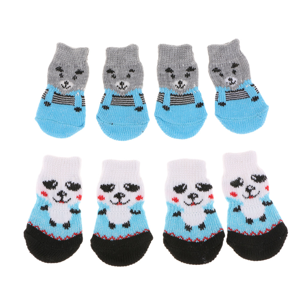 8x Pet Dog Socks Dog Floor Grip Socks Shoes Boots Non Slip Protector Socks S