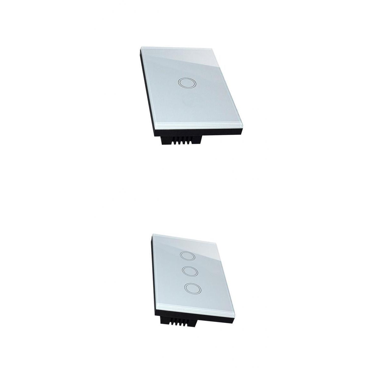 2Pcs 1 Way Touch Wall Control Light Switch Crystal Glass Panel 1 Gang 3 Gang