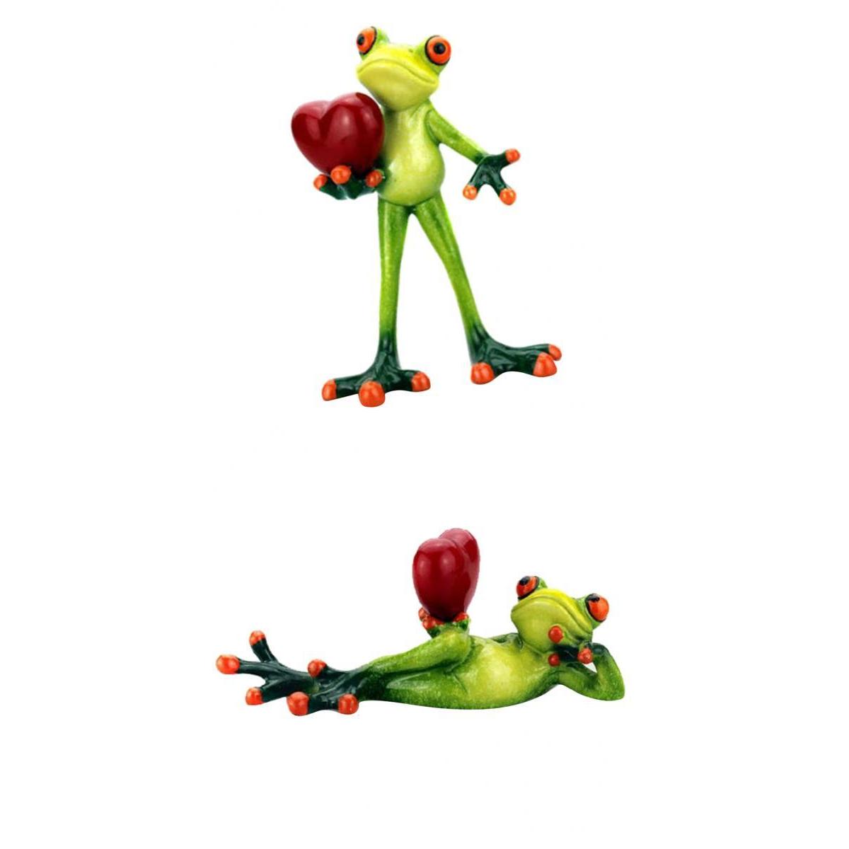 2x Resin 3D Craft Frog Figurine Office Desktop Decoration Collectible Gift