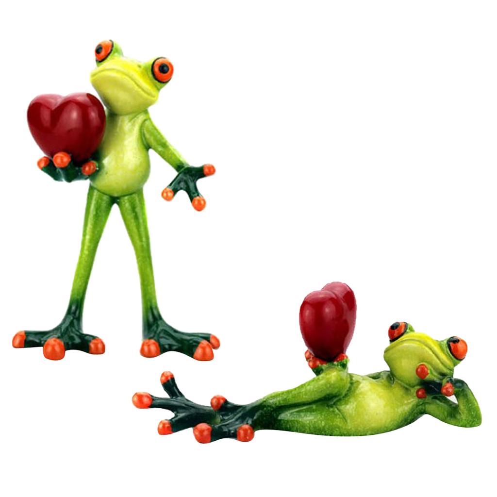 2x Resin 3D Craft Frog Figurine Office Desktop Decoration Collectible Gift