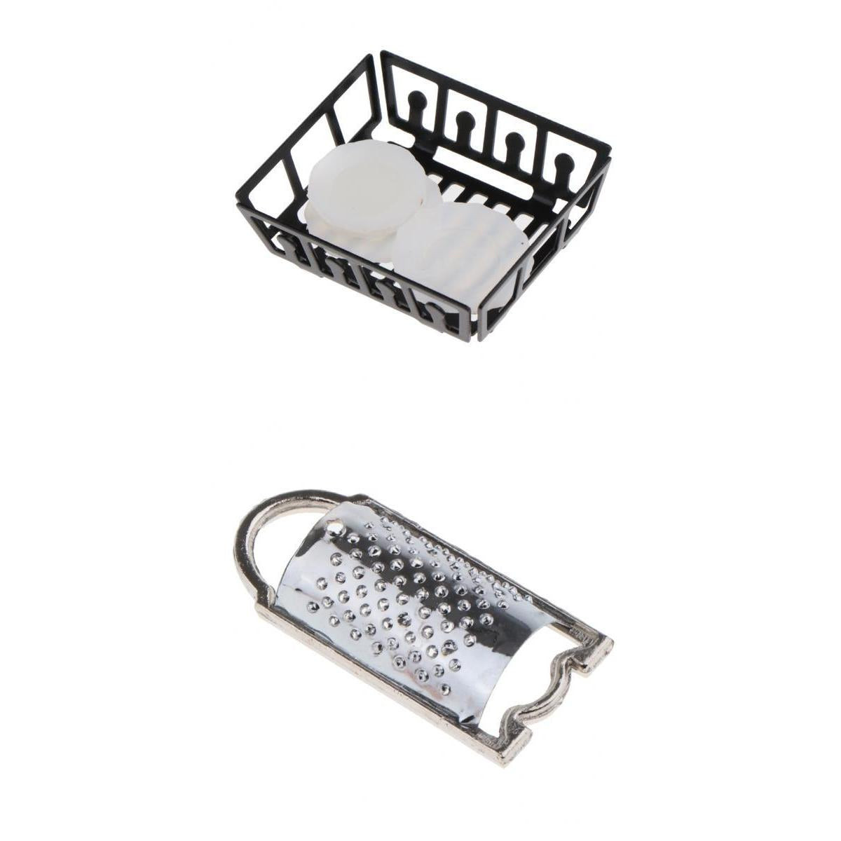 1:12 Scale Dollhouse Kitchen Miniatures Colander & Dish Plates and Holder