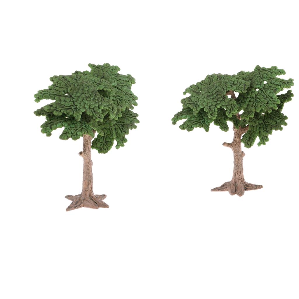 2 Pieces 10cm Pine Tree Model Cypress for Landscape Diorama Scenery Green