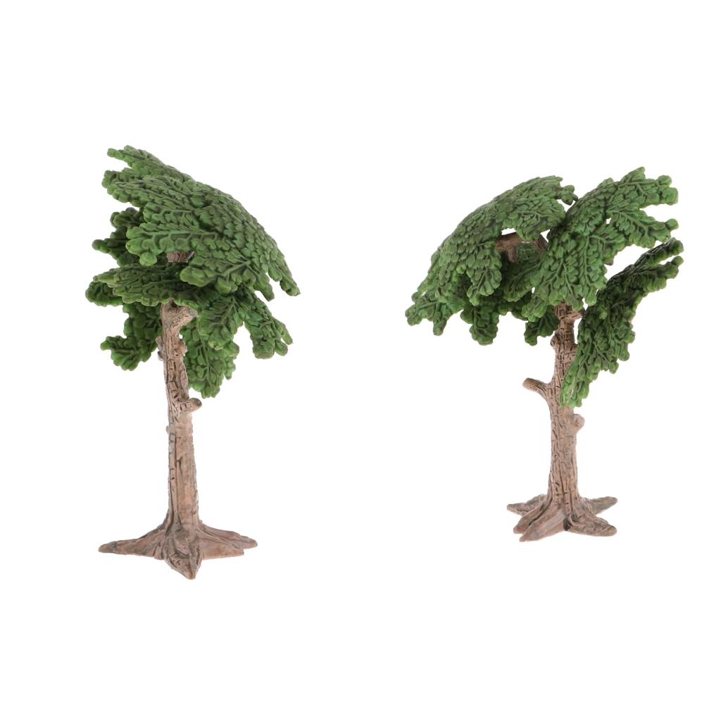 2 Pieces 10cm Pine Tree Model Cypress for Landscape Diorama Scenery Green