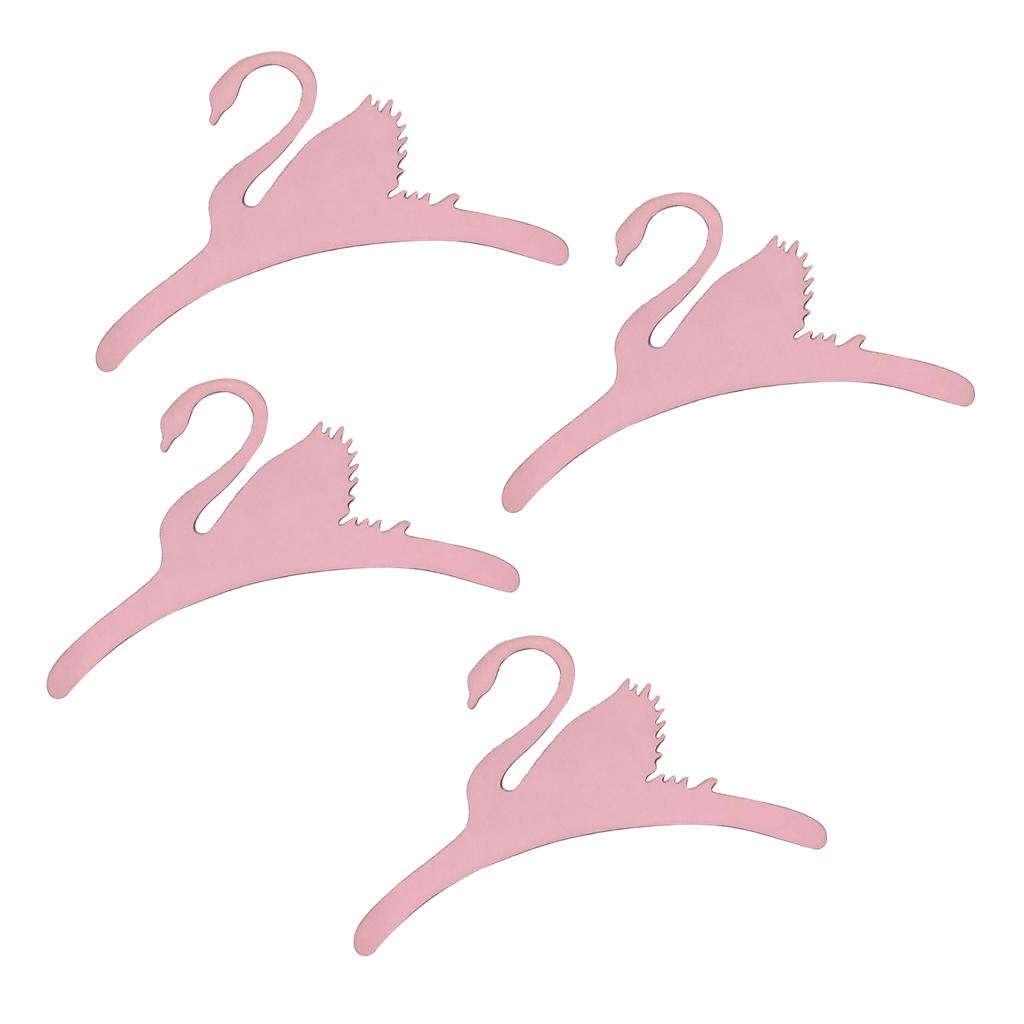 4x Sweet Swan Wooden Coat Clothes Hanger Baby Kids Room Nursery Decor Pink