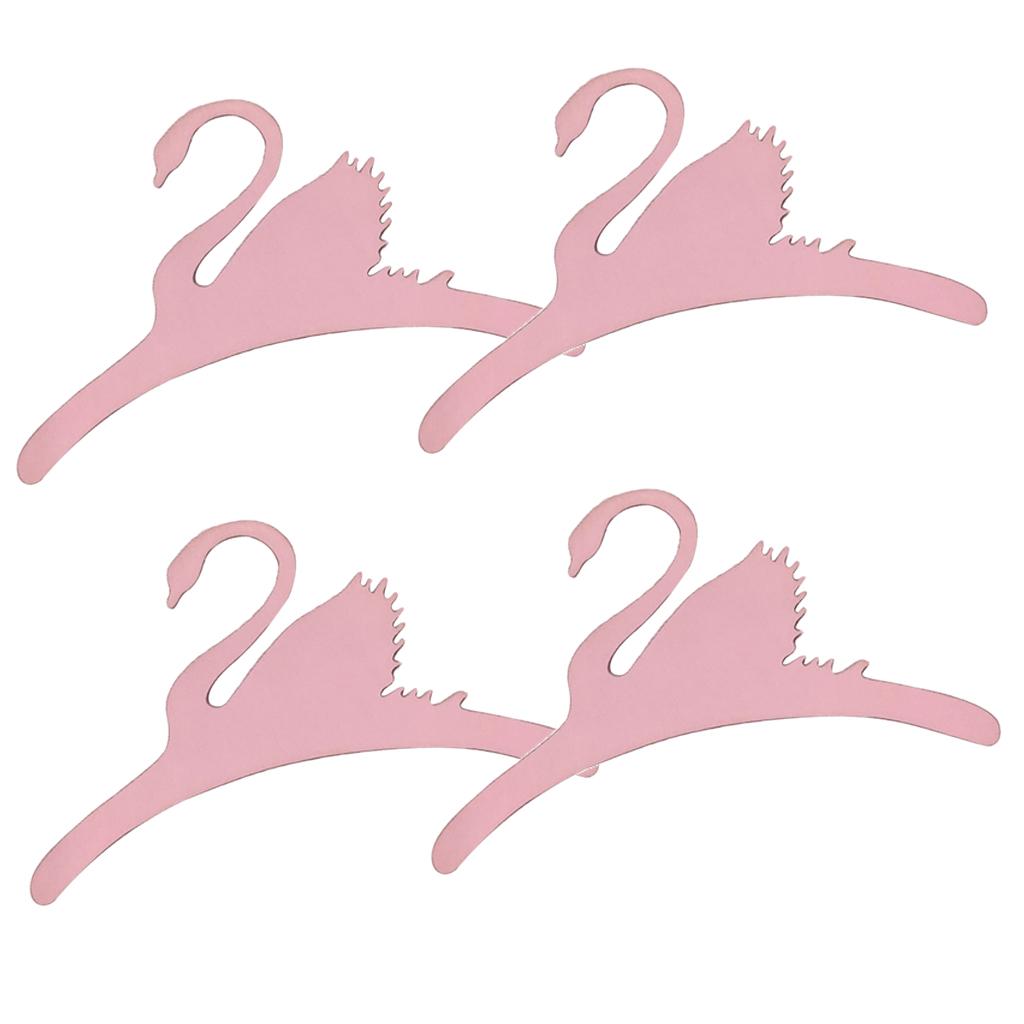 4x Sweet Swan Wooden Coat Clothes Hanger Baby Kids Room Nursery Decor Pink
