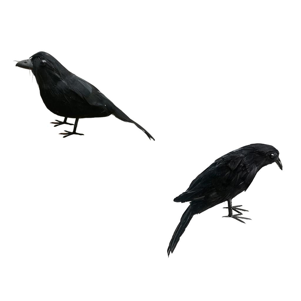 3x Artificial Realistic Birds Ravens Crows for Garden Halloween Decoration