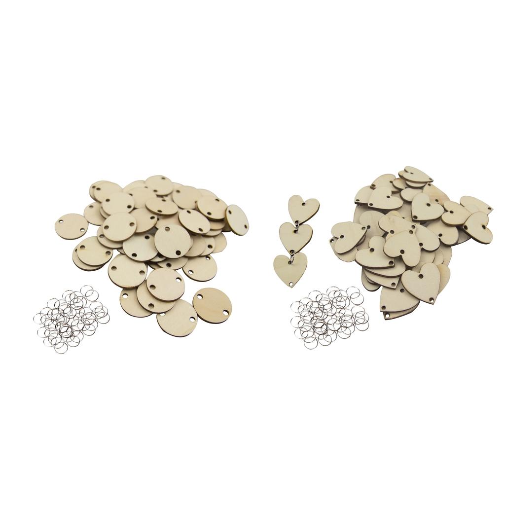 100pcs Plain Blank Solid Round Wooden Chips Circles Discs Board Tag Craft