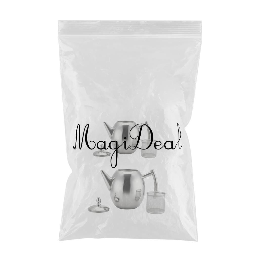2 Pack Stainless Steel Teapot Kitchen Tea Kettle Metal Tea Pot with Infuser
