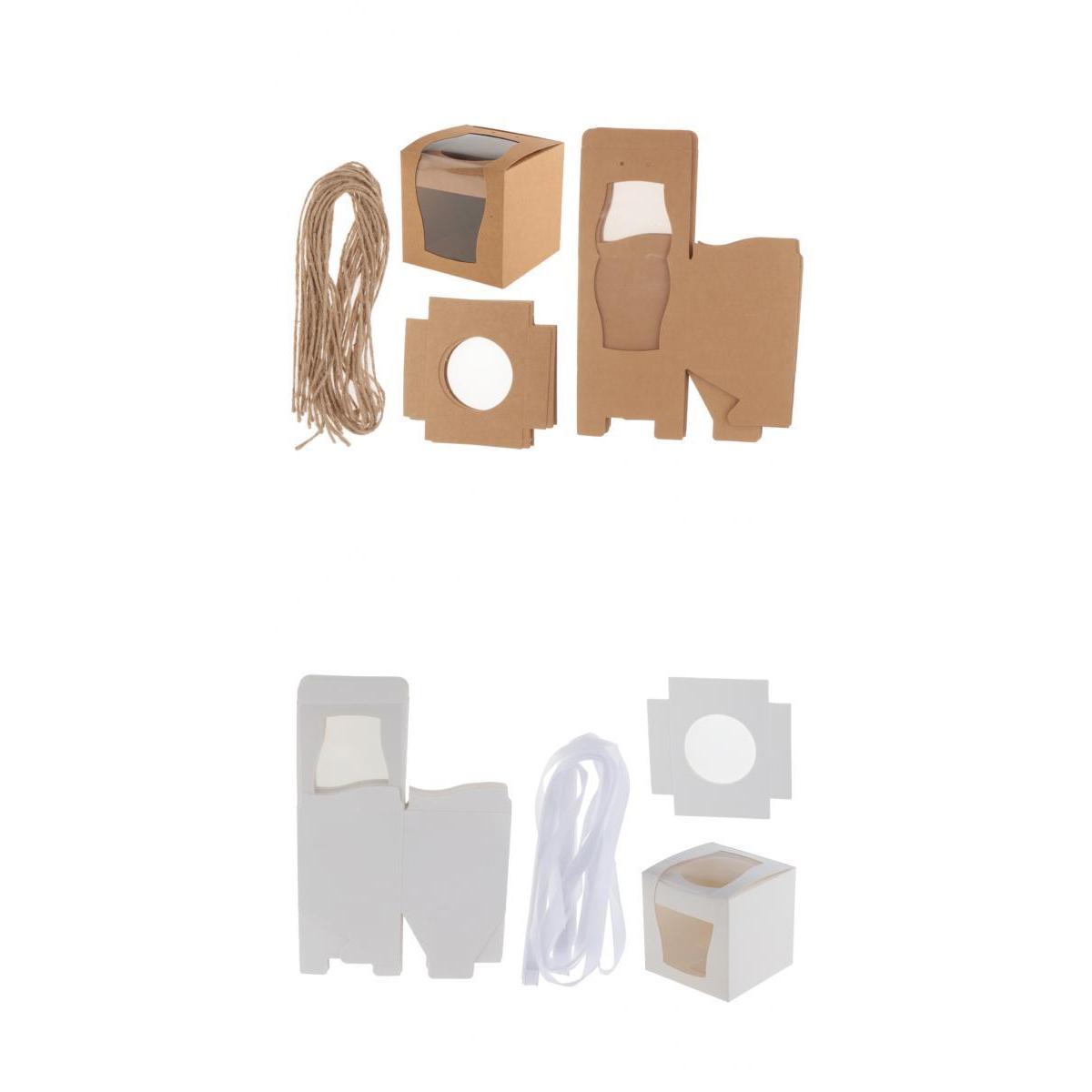 24 Pieces Kraft Paper Cake Cupcake Box Bakery Wedding Favor White and Brown