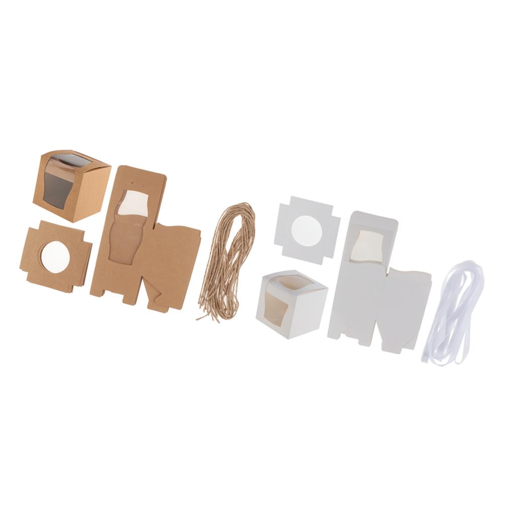 24 Pieces Kraft Paper Cake Cupcake Box Bakery Wedding Favor White and Brown