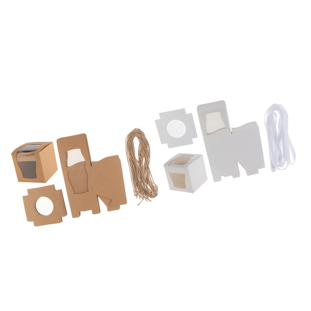 24 Pieces Kraft Paper Cake Cupcake Box Bakery Wedding Favor White and Brown