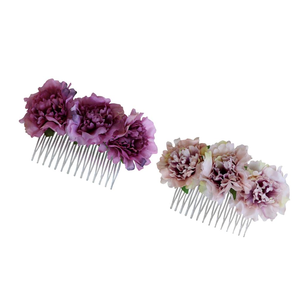 2 Pieces Carnation Flower Comb Clip Stylish Hair Pins Wedding Accessories