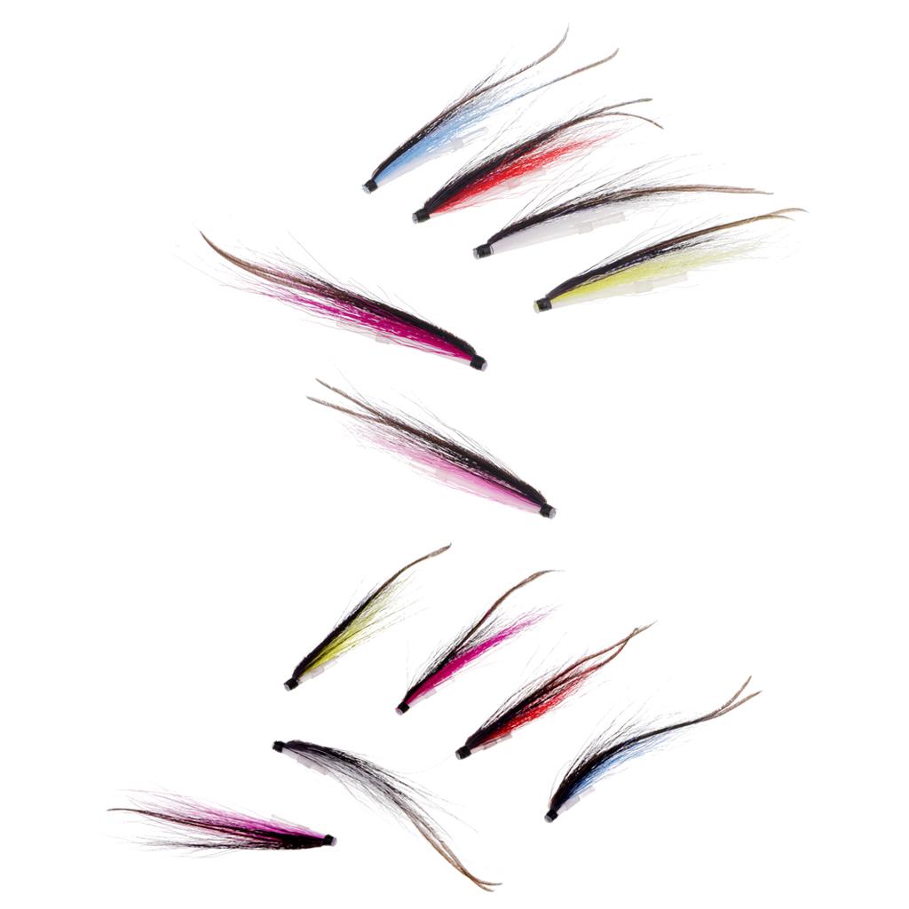 12Pcs Tube Fly Fishing Mini Sunray Shadow Riffle Hitch Salmon Flies