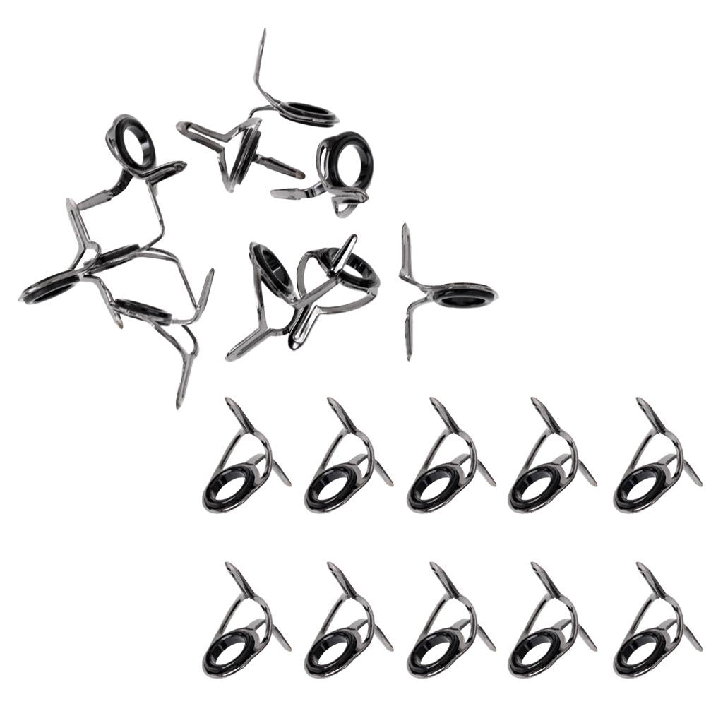 20Pcs Ceramic Eye Rings Fishing Rod Guides Tips Stainless Steel Frame
