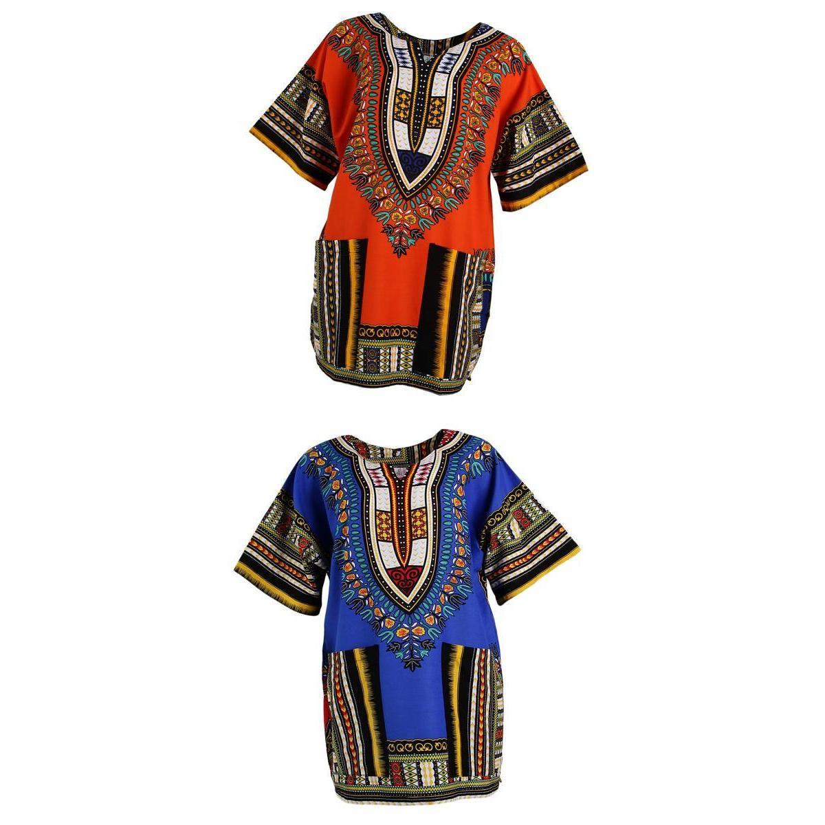 2 Pieces Unisex African Dress Cotton Dashiki Ethnic Caftan Rappers Shirt