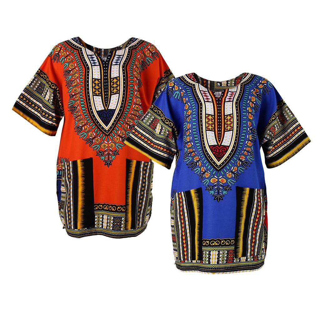 2 Pieces Unisex African Dress Cotton Dashiki Ethnic Caftan Rappers Shirt