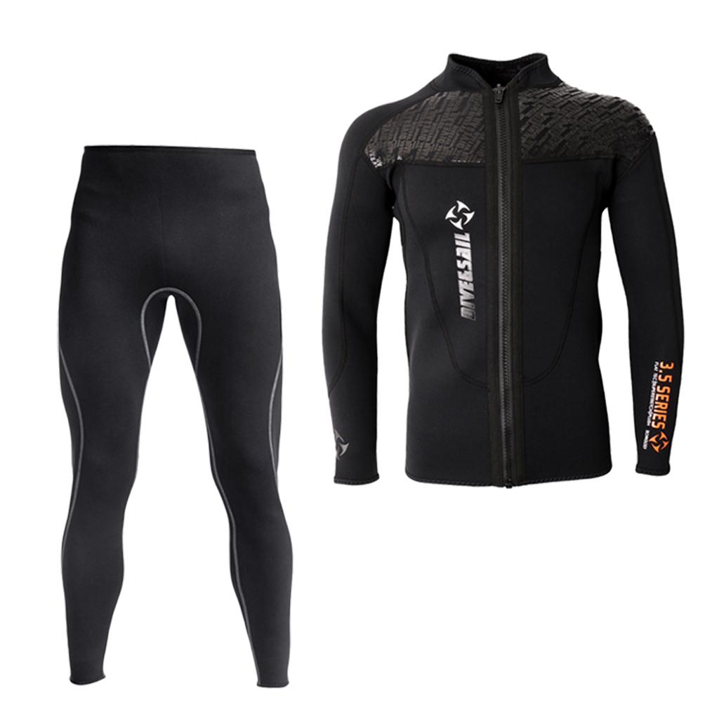 3mm Neoprene Wetsuits Long Sleeve Front Zip Jacket Surf Diving Suit Pants L