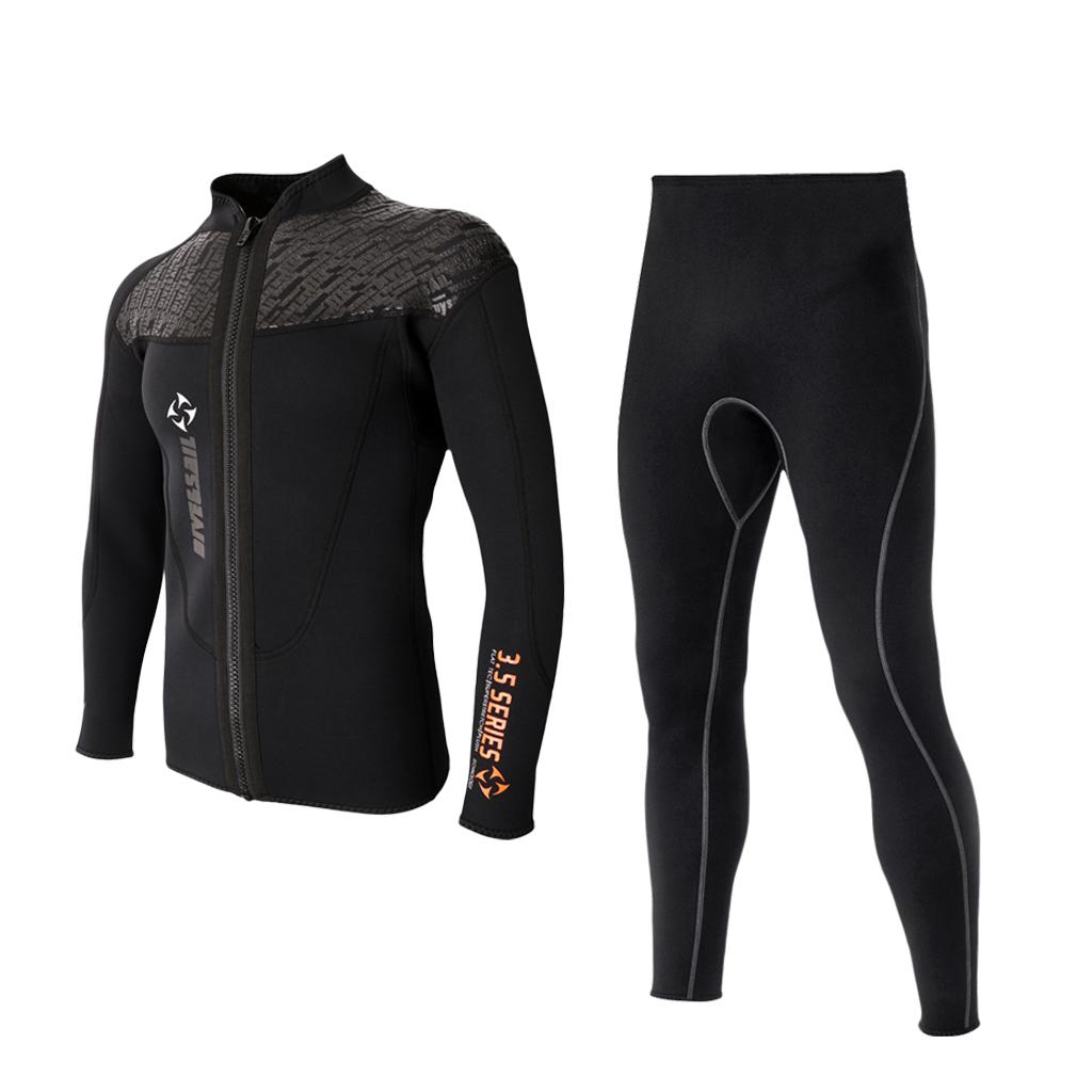 3mm Neoprene Wetsuits Long Sleeve Front Zip Jacket Surf Diving Suit Pants L