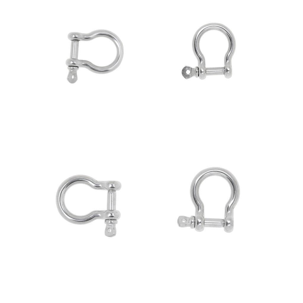 4pcs Marine Stainless Steel Chain Rigging Bow Shackle Captive Pin 6mm & 5mm
