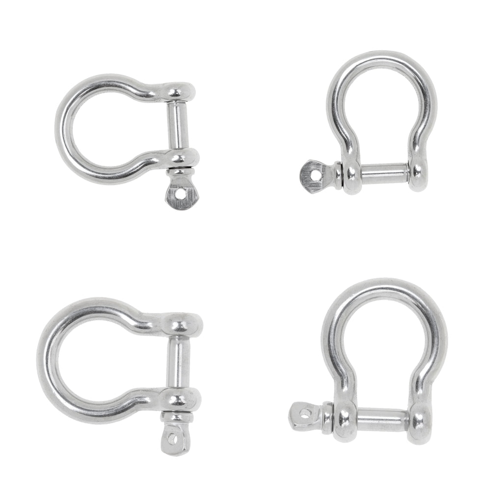 4pcs Marine Stainless Steel Chain Rigging Bow Shackle Captive Pin 6mm & 5mm