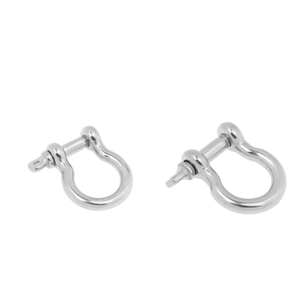 2pcs Marine Stainless Steel Chain Rigging Bow Shackle Captive Pins 6mm & 8mm