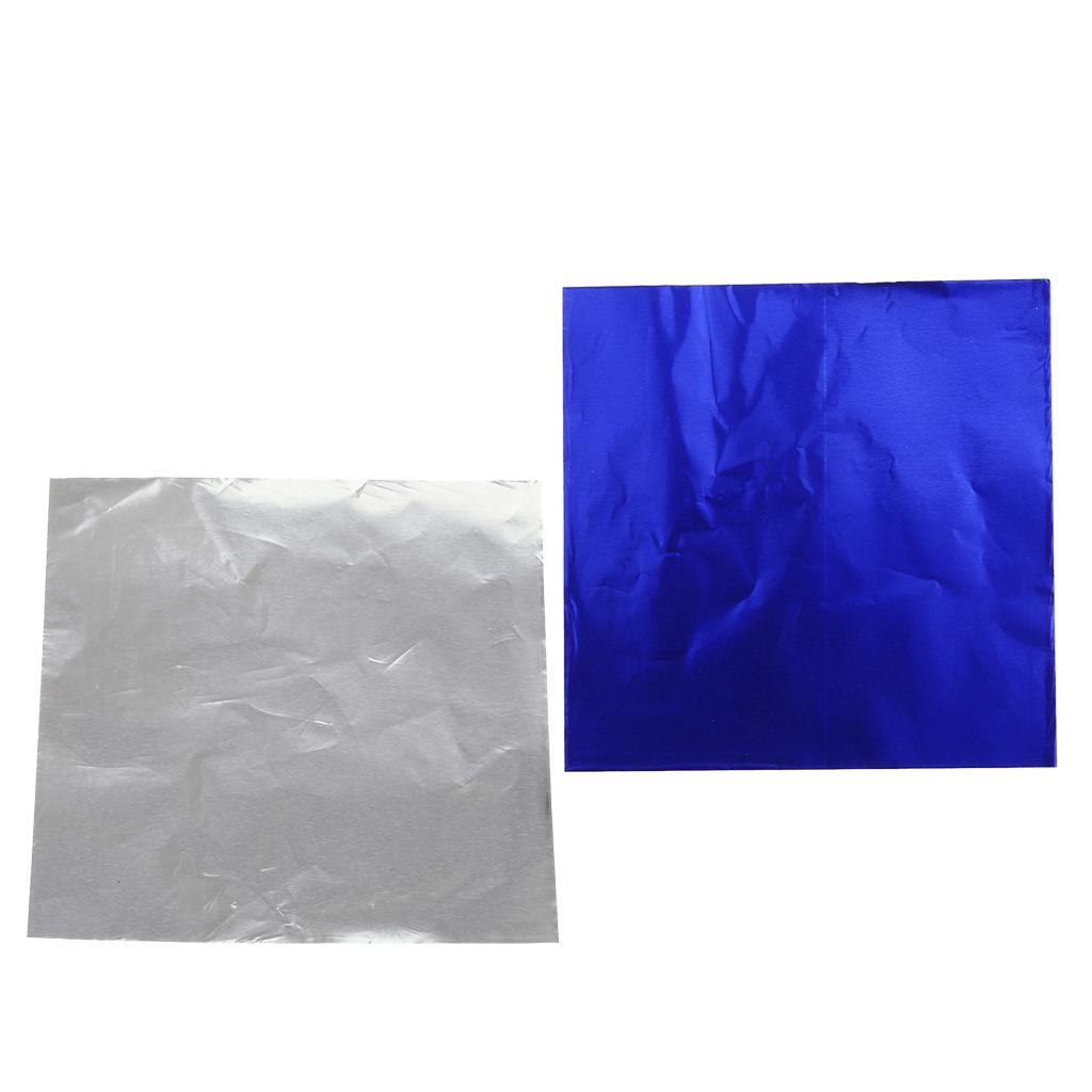 200x Chocolate Candy DIY Package Foil Paper Tinfoil Wrappers Silver & Blue