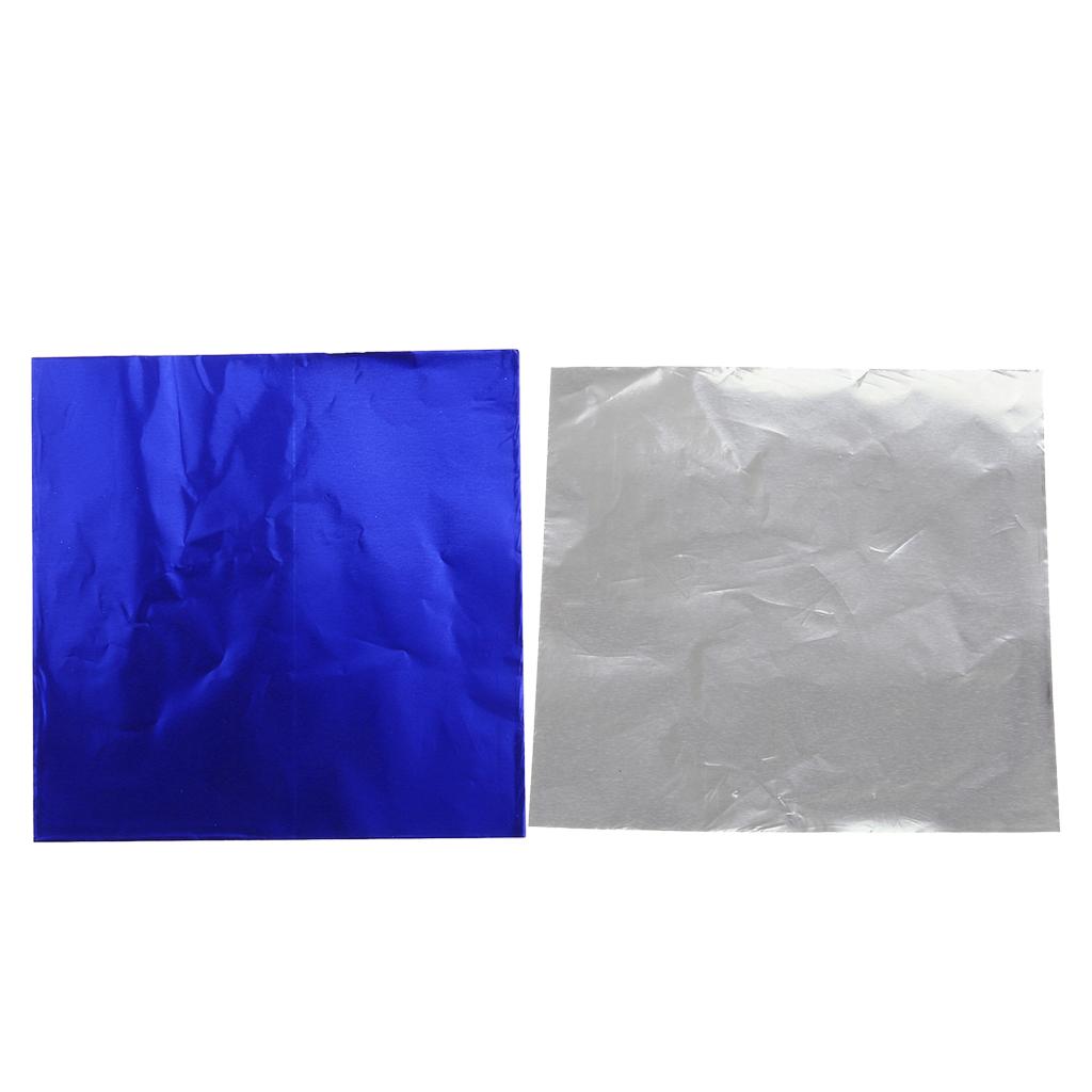 200x Chocolate Candy DIY Package Foil Paper Tinfoil Wrappers Silver & Blue