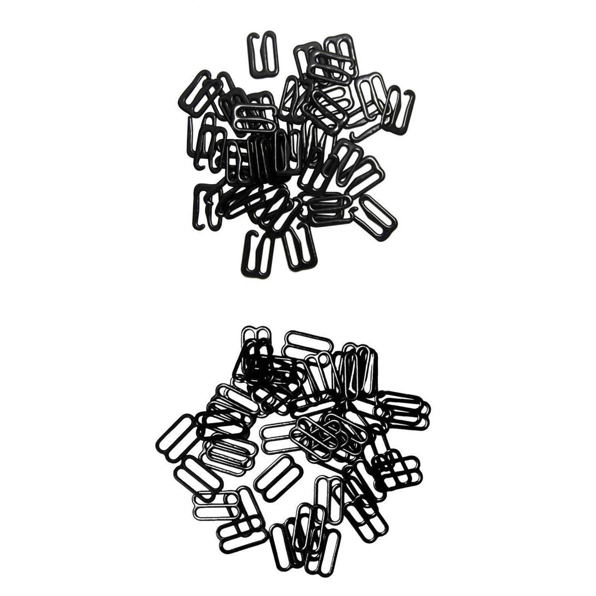 200Pc Metal Black Lingerie Hardware Sewing Clip Hook Eye for Bra Straps 10mm