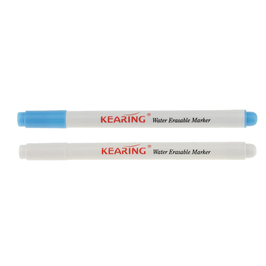 2pcs 1mm Water Erasable Soluble Pen Vanishing Fabric Marker Blue White
