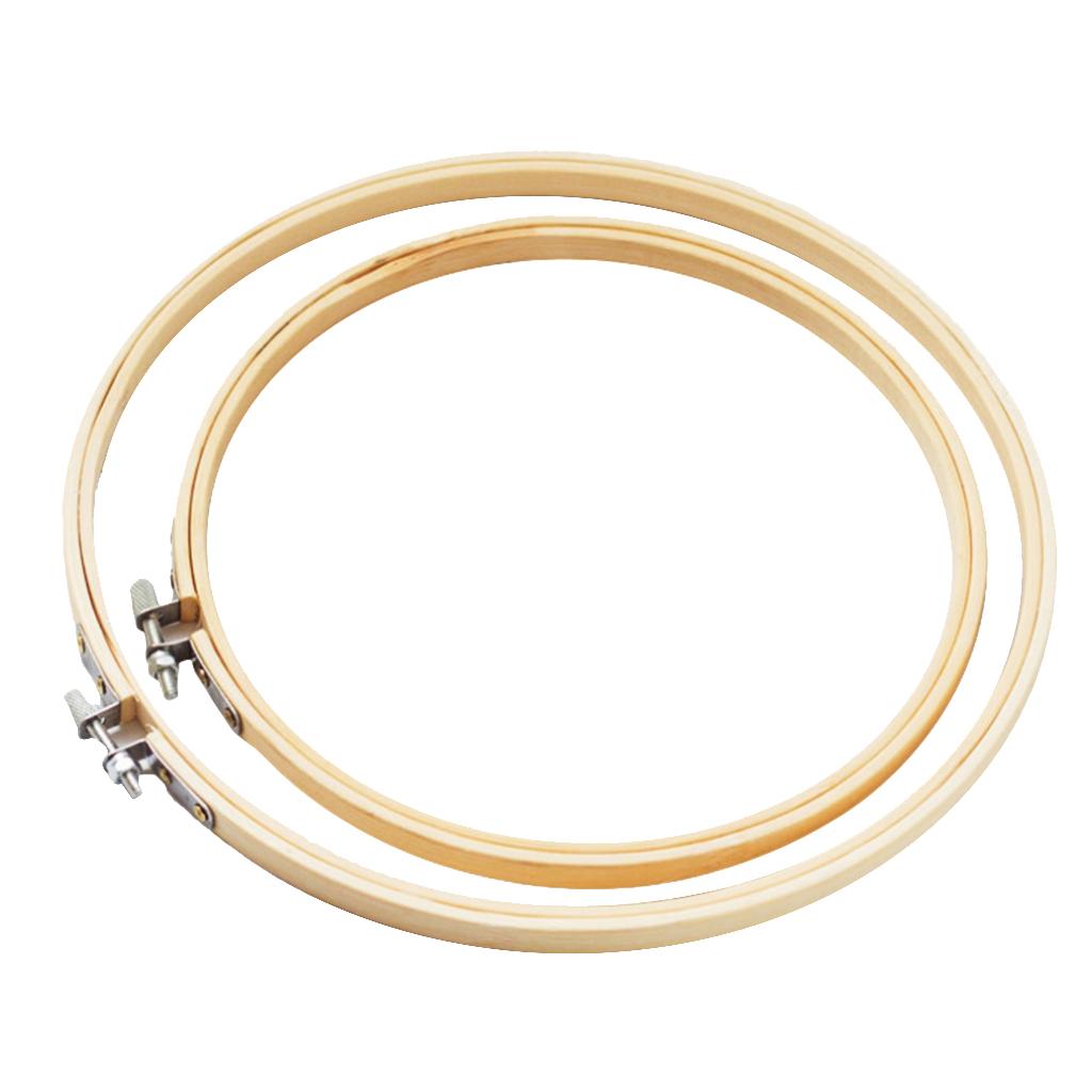 2Pcs Bamboo Embroidery Frame Hoop Ring Cross Stitch Sewing Tool Craft 4 5""