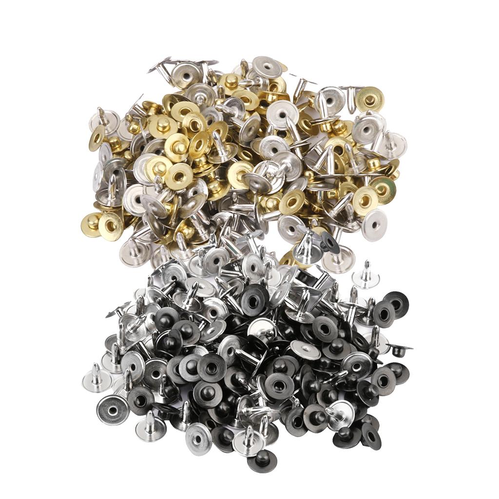 200 Sets Metal Press Stud Snap Button Fastener for Leather Craft