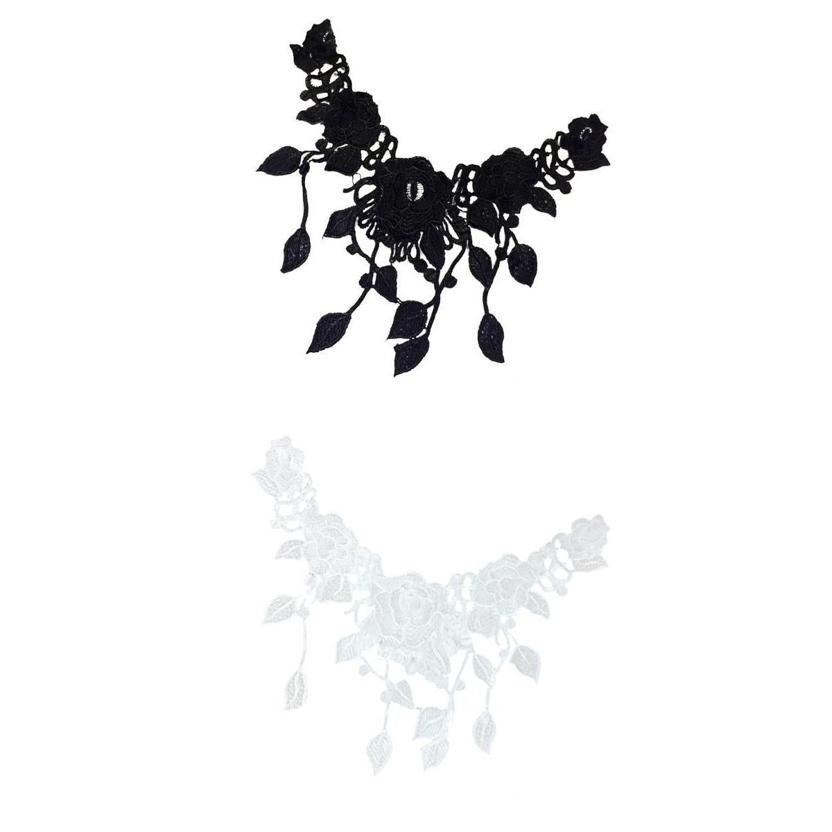2Pcs Vintage Flower Lace Applique Neck Collar Fabric Sewing Craft Trims DIY