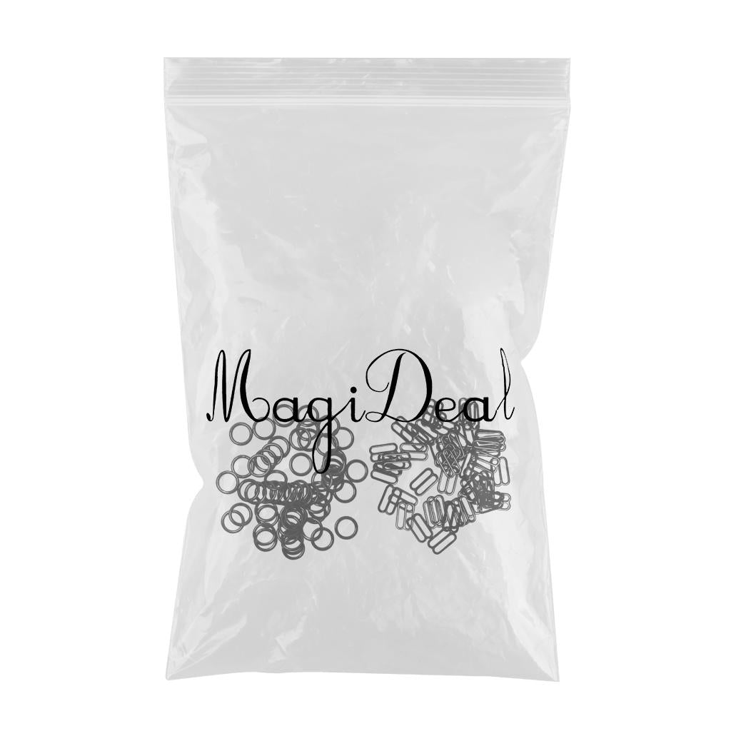 200pcs Metal Bra Lingerie Strap Sewing Clip O Rings Fig 8 Slider Black 10mm